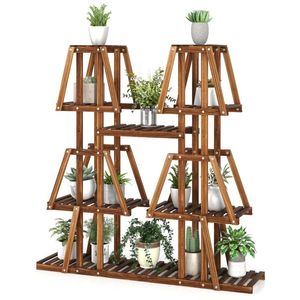 Support à plantes en bois à 5 niveaux pour 10 pots, unité murale et étagère pour l'affichage de plusieurs plantes - Product Image 5