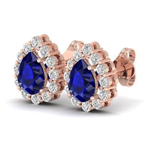 Boucles d'oreilles clous REYES faites à la main en argent sterling 925 avec moissanite et saphir bleu taille poire 1,5 carat, bijoux fins - Product Image 3