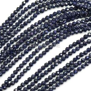 Natural Blue Sunstone Micro Faceted Round Beads 2MM Sunstone Beads For Jewelry Making Wholesale Diamond Cut Faceted Loose Beads - Product Image 6