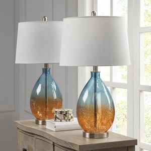 Set di 2 Lampade da Tavolo in Vetro Ombre Cortina, Decorazione Unica e Elegante per la Casa - Product Image 6