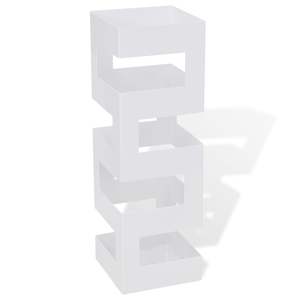 Support de rangement pour bâtons de marche en acier blanc avec porte-parapluie carré de 19,1 pouces - Product Image 1