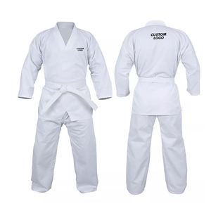 Uniforme de Taekwondo OEM en coton et polyester durable, blanc, avec ceinture élastique, tenue d'entraînement d'arts martiaux - Product Image 1
