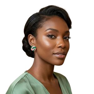 Pendientes Cuadrados con Espiral Rosa y Verde en Oro de 14K, Joyería de Moda para Mujer, Pendientes Geométricos Elegantes, Accesorio de Regalo para Fiestas - Product Image 2