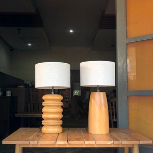 Teak Wood Table Lamp with Fabric Shade Modern Bedside Desk Living Room Bedroom <b>Decorative</b> <b>Lighting</b> for Home Hotel Villa Resort - Product Image 5