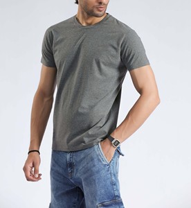 T-shirt gris minimaliste surdimensionné à col rond, manches courtes, coupe décontractée, style streetwear, personnalisable avec logo OEM - Product Image 6