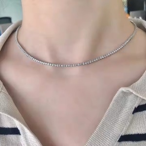 สร้อยคอเทนนิสทรงกลมประดับเพชรแบบ Iced Out พร้อมสร้อยคิวบาฮิปฮอปสีเงินสำหรับผู้ชาย สร้อยคอแบรนด์เนมจากอินเดีย - Product Image 4