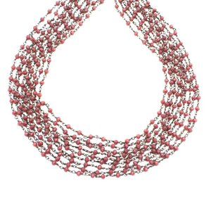 Chaîne de chapelet hydrofugée lavande avec perles rondelles facettées de 3 mm, fil métallique couleur bronze, vente en gros - Product Image 5