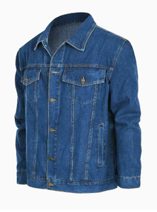 Veste en jean pour homme TRIBON SPORTS TS-Mdj-010, mélange de coton lavé, coupe classique, fermeture à boutons, couleur unie, col rabattu, classique - Product Image 3