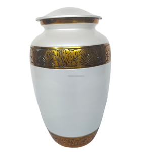 Urne funéraire en métal de style américain de haute qualité Urne décorative rouge et argent pour cendres humaines - Product Image 5