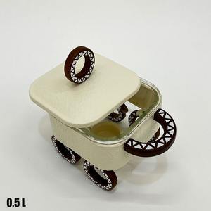 Mini chauffe-plat carré compact avec insert en verre et base décorative à roulettes pour service individuel en buffet - Product Image 5