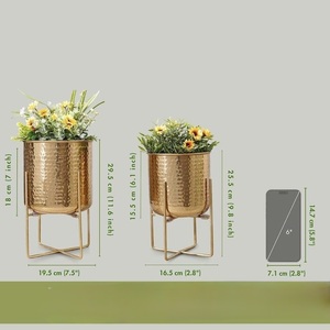 Durable Eco-Friendly Brass Metal Hammered Modern Customized Flower <b>Pot</b> Planter Vase Plant <b>Stand</b> ILAHI's ICOMP-13344 1kg Not - Product Image 4