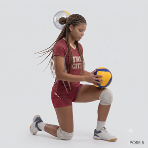 Uniforme de Voleibol Sublimado Personalizado para Mujer, Rojo, Blanco y Dorado, Transpirable, de Poliéster, Conjunto de Camiseta y Pantalones Cortos para Equipo, Pose 2 - Product Image 5