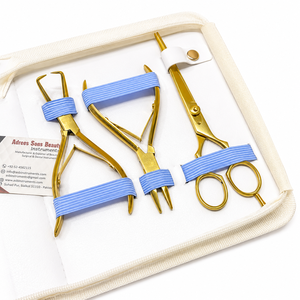 Kit d'outils pour extensions de cheveux à micro-perles plaqué or, pinces crocodiles personnalisables, enfileur à boucle et ciseaux de coiffure aiguisés - Product Image 4