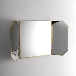 Vintage New Arrival Latest Design <b>Wall</b> Hanging Makeup Mirror Clear Mirror Metal Border Golden Finished Usage At Home And Shop - Product Image 1