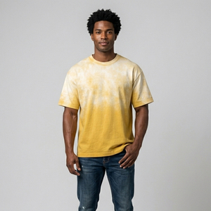 T-shirt tie-dye délavé pour homme 100% coton, style décontracté, effet délavé à l'acide - Product Image 1