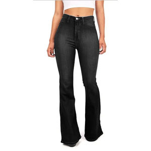 Pantalon cargo en jean délavé personnalisé pour femme, coupe ample et décontractée, bleu, avec poches latérales - Product Image 2