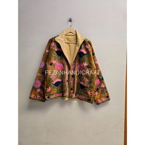 Chaqueta de Terciopelo Bordada para Mujer, con Estampado Floral, Cuello Camisero, Manga Larga, Estilo Prairie Chic para Otoño - Product Image 1