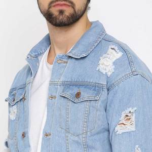 Veste en jean pour homme à imprimé palmier, design basique, effet usé, collection hiver, broderies personnalisées, prix abordable - Product Image 4
