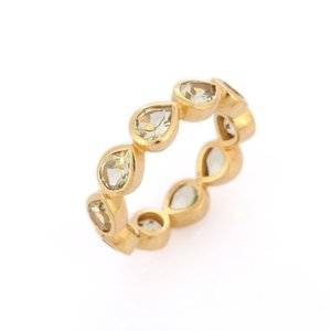 Bague d'éternité en or 18 carats avec topaze citron - Sertissage micro-pavé - Bague de mariage - Product Image 3