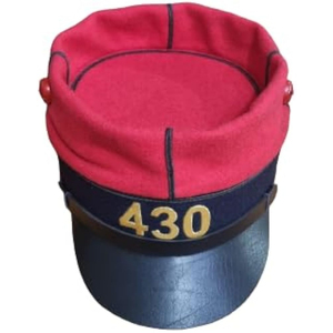 Custom OEM <b>Red</b> and Navy Kepis Cap with Gold Number Detail Black Visor for Formal Costume Parade Ceremonial Wear - Product Image 1