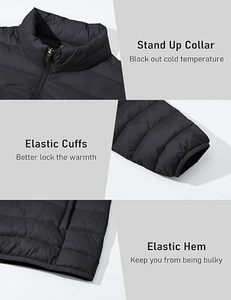 <b>Men's</b> Lightweight Packable Down Coat Waterproof Winter Hooded Jacket with 100% Down Filling Casual Storage <b>Pouch</b> - Product Image 5