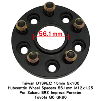 Nouveaux entretoises de roue en alliage d'aluminium anodisé dur D1SPEC 15 mm 5x100 Hubcentric 56,1 mm M12x1,25 pour BRZ Impreza Forester