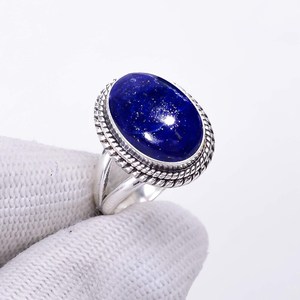 Bague en lapis-lazuli, argent sterling 925, réglable, bijou de créateur, fait main, cadeau de luxe pour femme - Product Image 5