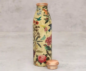 Bouteille d'eau en cuivre imprimée marbre avec couvercle anti-fuite, gourde réutilisable pour l'école, le bureau, la salle de sport et les activités de plein air - Product Image 3