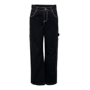 Pantalones Cargo Personalizados para Mujer, Jeans de Mezclilla Azul Desgastado para Invierno con Decoración de Cordones, Pantalones Holgados Elásticos para Damas - Product Image 3