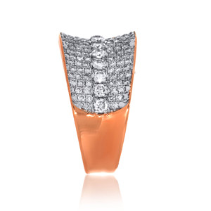 Bague de luxe Regalia Allure en or rose 18 carats avec pavé de diamants multi-rangs pour femme, coupe ronde brillante, style statement - Product Image 2