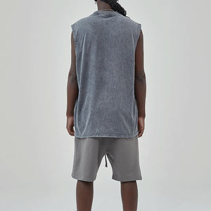 OEM 2026 Vintage Men's <b>Oversized</b> 100% Cotton Solid Heavyweight Tank <b>Top</b> <b>Vest</b> Regular Sleeve Breathable Blank Print Streetwear - Product Image 6