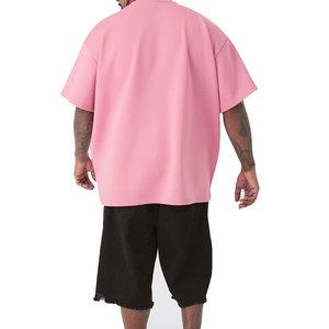 เสื้อยืดโอเวอร์ไซส์สีชมพู คุณภาพสูง ผ้าฝ้าย 100% ทรงหลวม ไหล่ตก พิมพ์ลายได้ สีพื้น สำหรับผู้ชาย แขนสั้น ระบายอากาศได้ดี - Product Image 5