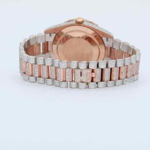 AMBER JEWELS นาฬิกาข้อมือสแตนเลสสตีลสีเหลืองทองหรูหรา สายประดับเพชร ตัวเรือนทรงสี่เหลี่ยม ระบบควอตซ์ โครโนกราฟ สำหรับนักดำน้ำ - Product Image 4