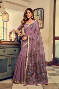 Magnifique et charmant sari en coton Khadi, Minakari, pur, de créateur, traditionnel, ethnique indien, pour mariée et fête, séchage rapide - Product Image 1