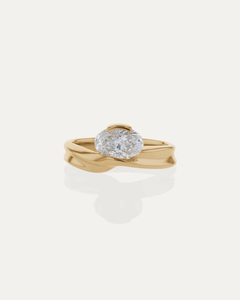 Nuevo Anillo de Compromiso, Boda, Aniversario o Promesa con Diamante Ovalado de 1 Quilate Cultivado en Laboratorio, Biseles Semi-Redondos, Banda Ancha y Moderna - Product Image 1