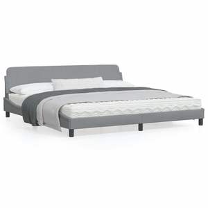 Struttura letto in tessuto grigio chiaro, design elegante e moderno - Product Image 1