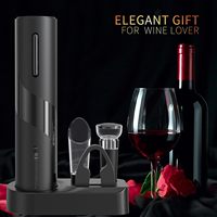 Ensemble cadeau ouvre-bouteille électrique à piles avec verseur de vin, aérateur, bouchon à vide, base de rangement et coupe-capsule