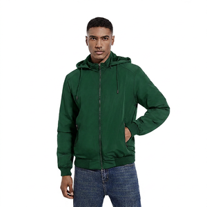 Men's <b>Jacket</b> Spring Windproof Zipper Casual Solid Black Polyester <b>Fleece</b> <b>Thick</b> Regular Fit Long Sleeve Front - Product Image 2