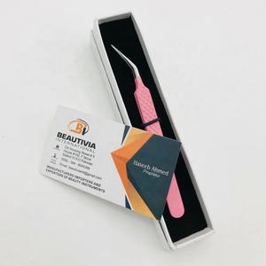 Pince à épiler en acier inoxydable à revêtement en poudre rose avec logo personnalisé professionnel pour extensions de cils durable et durable - Product Image 6