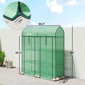 Mini Serra a 3 Livelli Portatile 143,5 cm x 46,1 cm x 165 cm Verde con 2 Porte Avvolgibili Piccola Serra Portatile da Giardino - Product Image 3