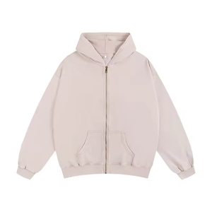 Wholesale Custom Blank 350gsm Vintage Washed French Terry <b>Zip</b>-<b>Up</b> Sweatshirt Hoodies 500gsm Heavyweight <b>Zip</b> <b>up</b> <b>Jacket</b> - Product Image 4