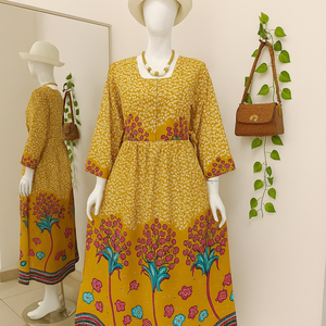 Camisón de Verano para Mujer, Casual, de Manga Corta, Cuello Cuadrado, Cintura Elástica, Suave y Transpirable, de Cheery, Apto para Hijab - Product Image 3