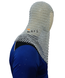 Auténtica Capucha Medieval de Aluminio con Malla de Anillos de 10 mm, Ligera, de Primera Calidad, para Cosplay, Reenactamiento, Disfraz Hecho a Mano - Product Image 3