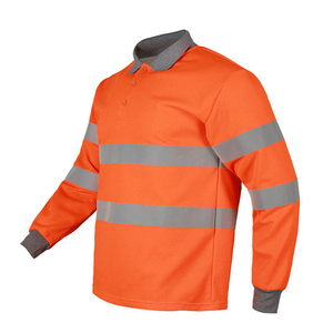 Chemises haute visibilité personnalisées, orange, manches longues, polo réfléchissant, vêtements de travail résistants au feu, polos de sécurité pour la construction - Product Image 4