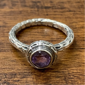 Wholesale Natural Amethyst <b>Ring</b> 925 Silver Custom Texture Design Band Smooth Fit - Handmade <b>Fine</b> Jewelry Low MOQ - Product Image 3