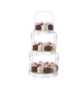 Elegante y Hermoso Soporte para Pastel de Dos Niveles Plateado, Bandeja Redonda de Acero Inoxidable para Postres, para Bodas y Decoración del Hogar - Product Image 2