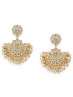 Boucles d'oreilles traditionnelles Kundan plaquées or avec perles pendantes, Jhumka Chandbali pour femmes, bijoux de mariage indien pour occasions spéciales