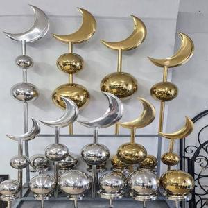 Juego de 3 tapas con forma de luna creciente, color dorado fundido, aspecto brillante, diseño lujoso, minarete de metal, hecho de acero inoxidable - Product Image 2