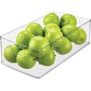 Contenedor Apilable de Plástico Transparente Extra Largo para Almacenamiento, Organizador de Refrigerador para Gabinete de Cocina o Despensa - Product Image 1