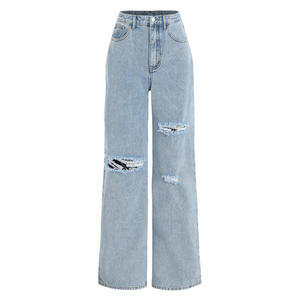Straight Leg Jeans for Women's Fashion Pants High Waist Slim and Loose Design, with a Diamond studded Wide Leg Casual Clothes - Product Image 1